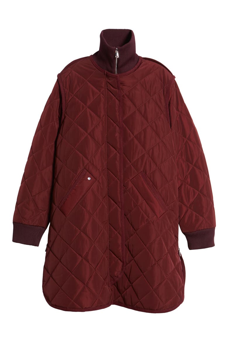 Quilted A-Line Jacket, Alternate, color, OXBLOOD