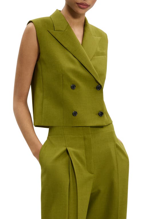 Theory Double-breasted Vest In City Twill In Green