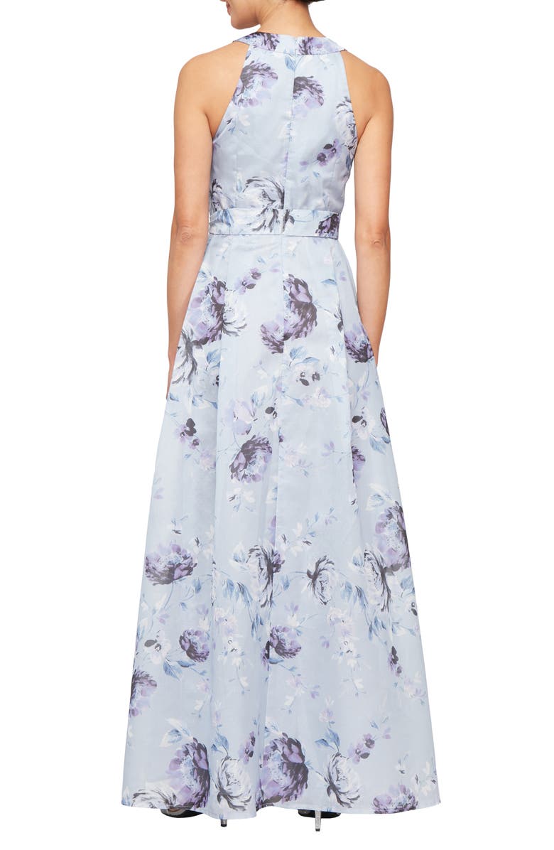 Alex Evenings Shimmer Tie Belt Organza Gown, Alternate, color,