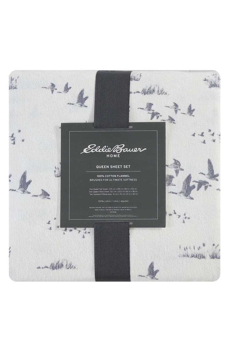 Eddie Bauer Geese Meadow Cotton Flannel Sheet Set, Alternate, color, Light Beige