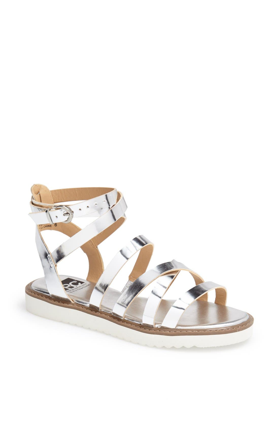 'Off the Cuff' Gladiator Sandal, Main, color, SILVER