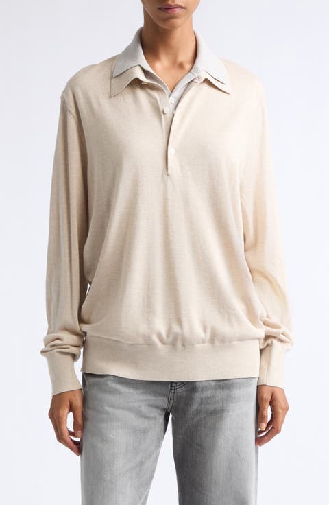 Koyat Layered Silk, Wool & Cashmere Polo Sweater