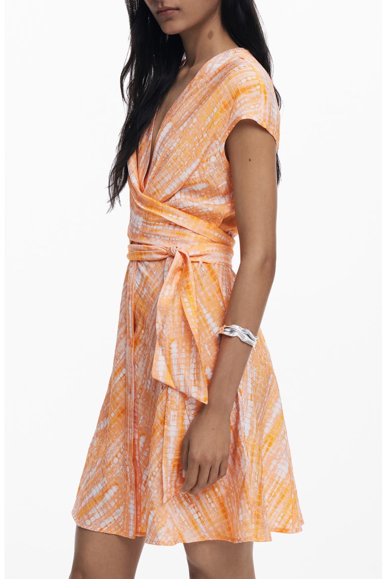 Print Tie Waist Dress, Alternate, color, ORANGE