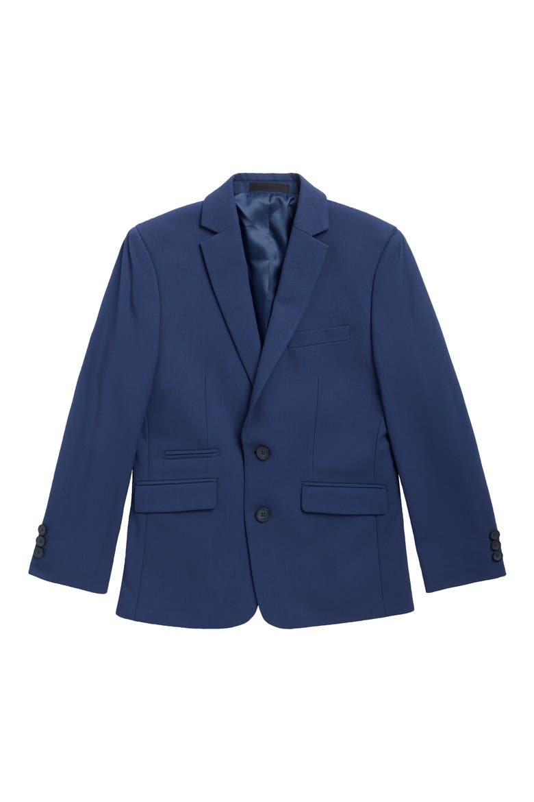 Kids' Solid Blue Blazer, Main, color, BLUE