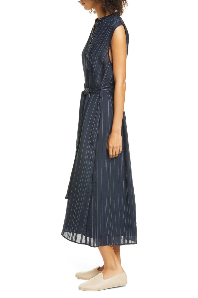 Stripe Drapey Sleeveless Shirtdress, Alternate, color, COASTAL