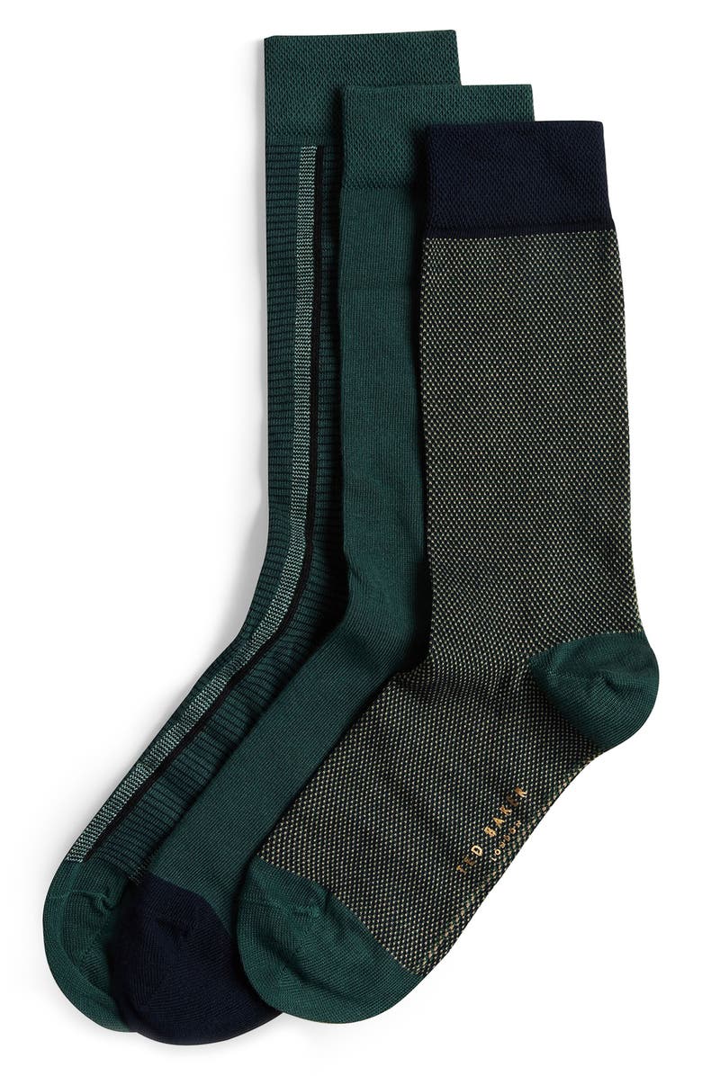 Ted Baker London Assorted 3-Pack Lowride Stripe Dress Socks Gift Box, Main, color,