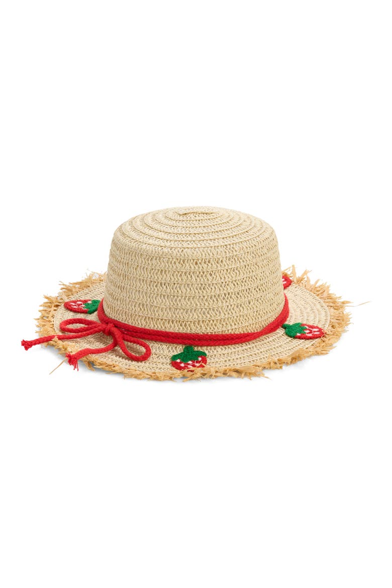 Kids' Strawberry Straw Hat, Alternate, color, MULTI