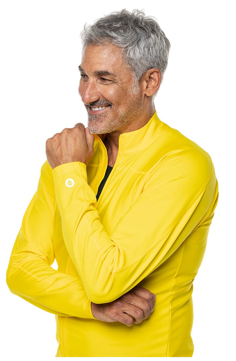 Coolibar Men's Long Sleeve Swim Jacket, UPF 50+ Sun Protection, Menorca, Alternate, color, Bold Yellow
