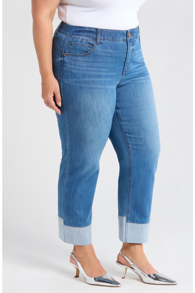 'Ab'Solution CoolMax® High Waist Ankle Straight Leg Jeans, Alternate, color, MID BLUE