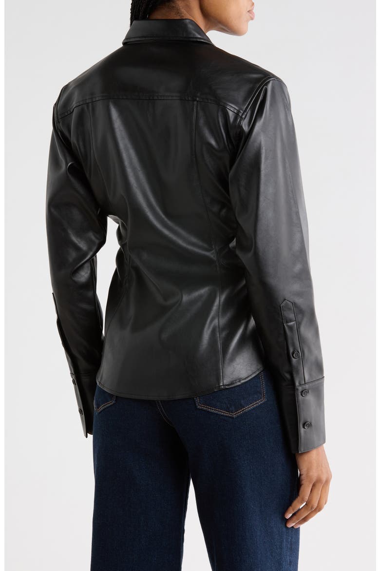 Leah Faux Leather Shirt, Alternate, color, BLACK