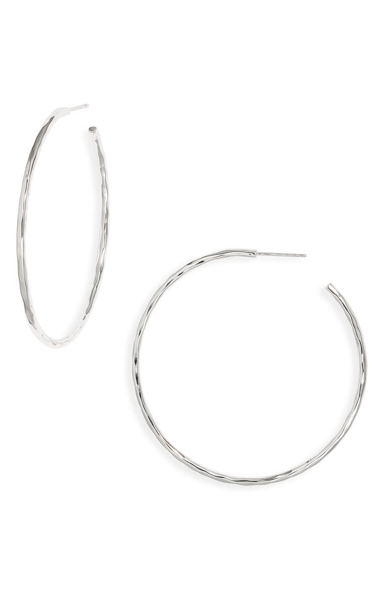 NEST Jewelry Skinny Hammered Hoop Earrings, Main, color, Silver