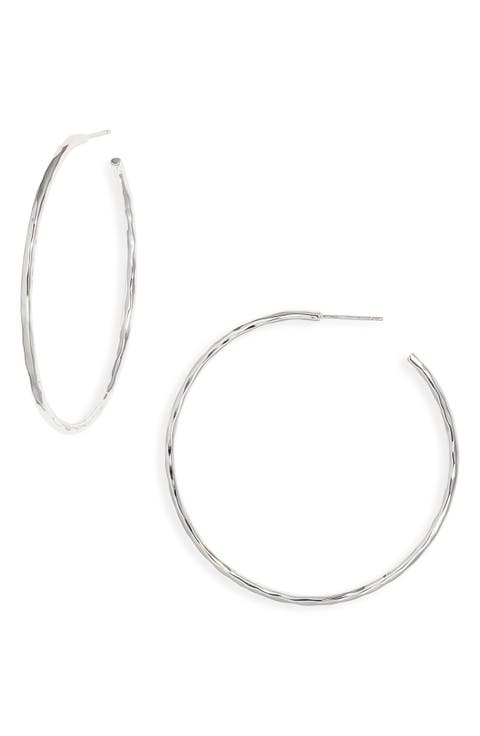 Skinny Hammered Hoop Earrings