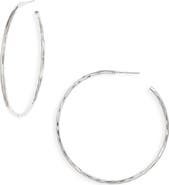 NEST Jewelry Skinny Hammered Hoop Earrings