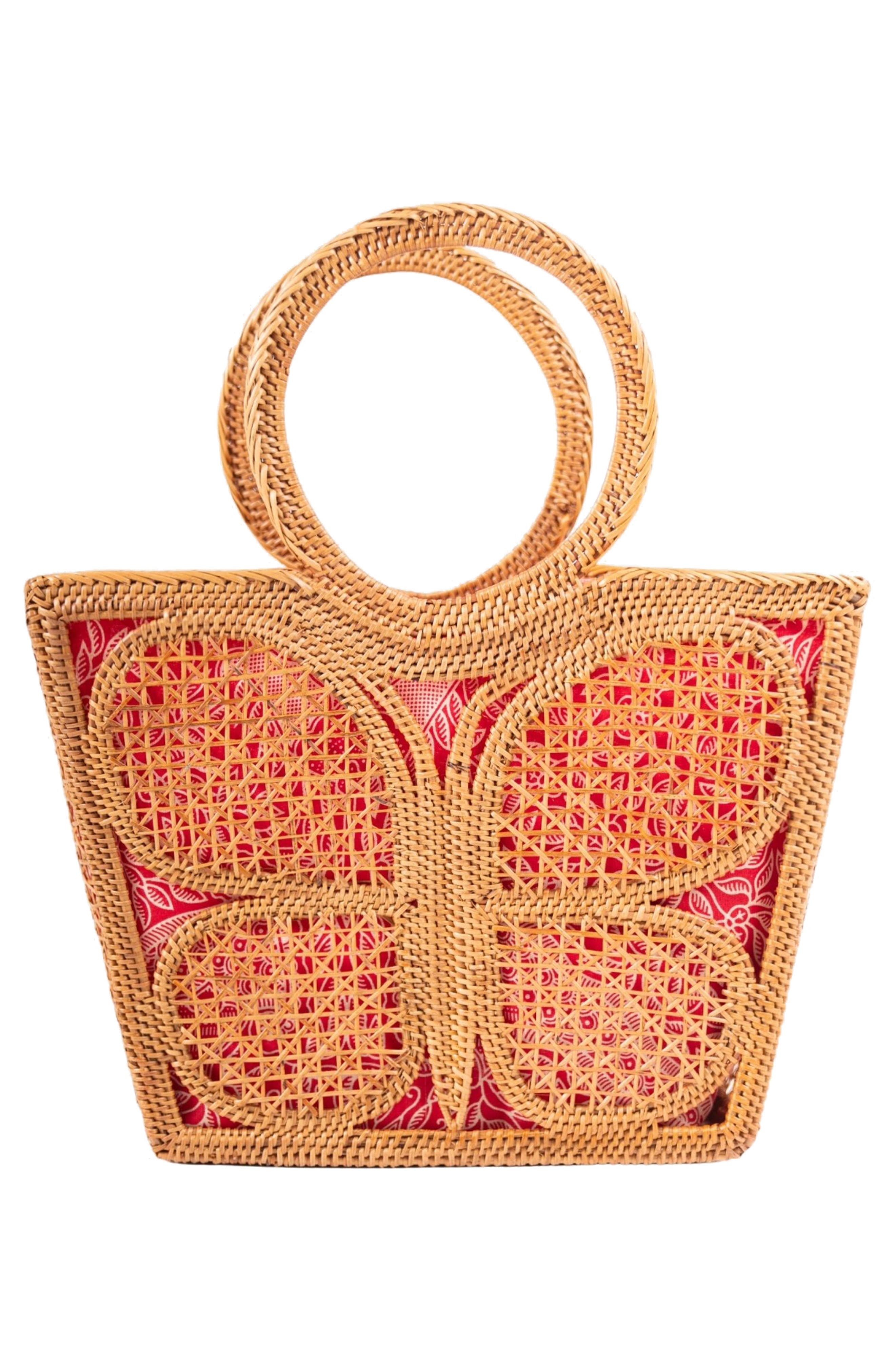 Jelavu Ata Butterfly Handwoven Rattan Tote, Alternate, color, Natural