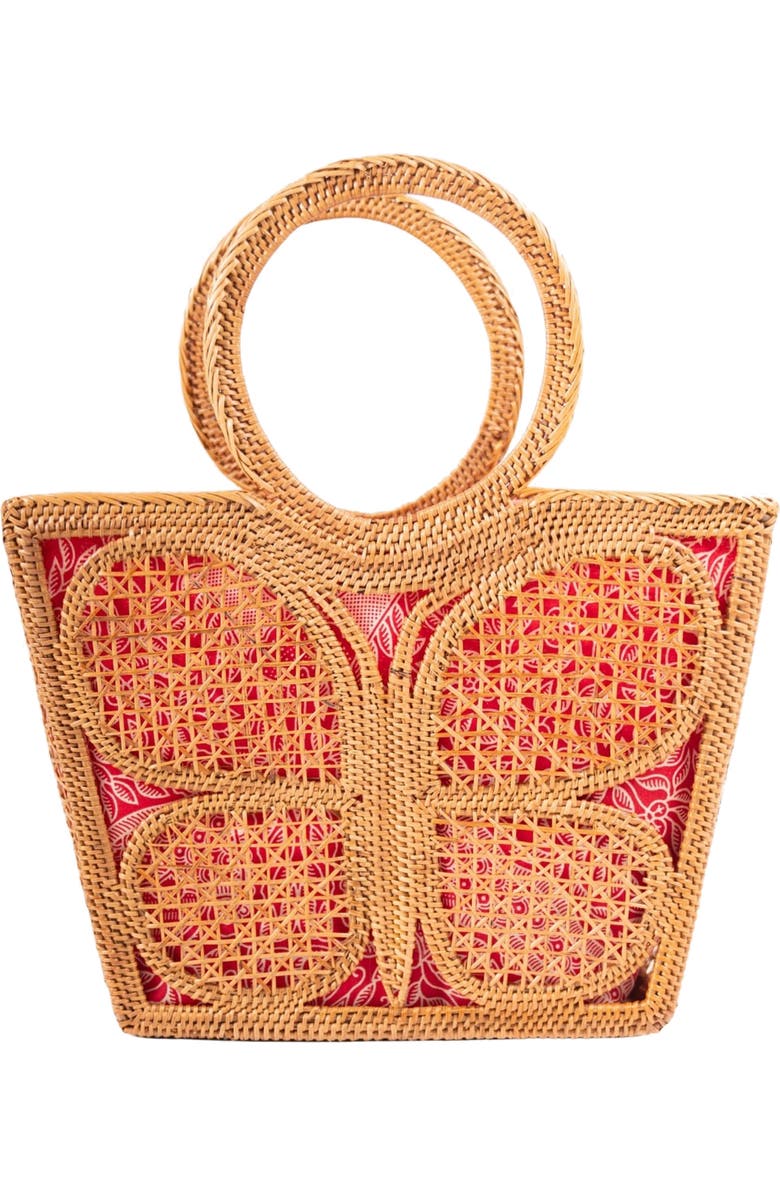Jelavu Ata Butterfly Handwoven Rattan Tote, Alternate, color, Natural