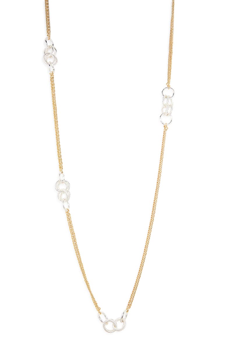 NORDSTROM RACK Slinky Ring Station Chain Necklace, Main, color, Gold- Silver