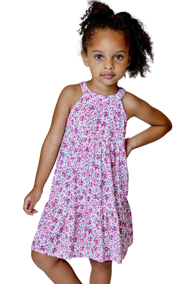 Kids' Floral Print Dress, Main, color, GIGGLE PINK COMBO