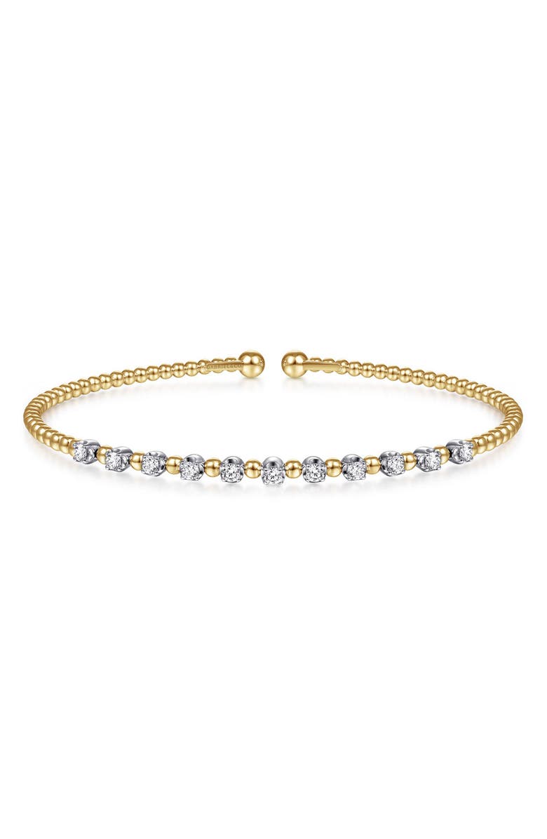 Gabriel & Co. Bujukan Diamond Beaded Cuff Bracelet, Main, color, Two Tone