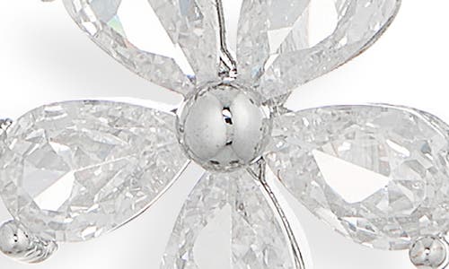 Cara Chunky Flower Crystal Drop Earrings In Silver