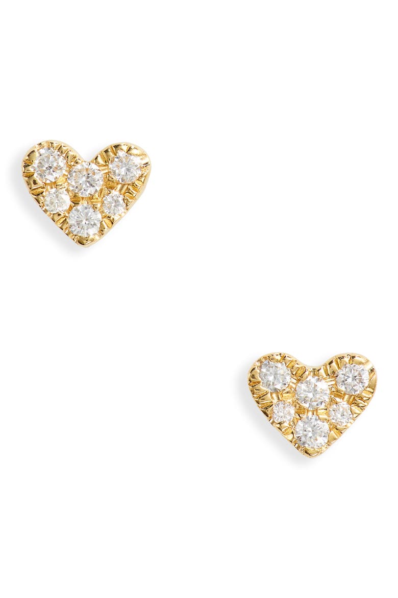 Simple Obession Pavé Diamond Heart Stud Earrings (Nordstrom Exclusive), Main, color, 18K YELLOW GOLD
