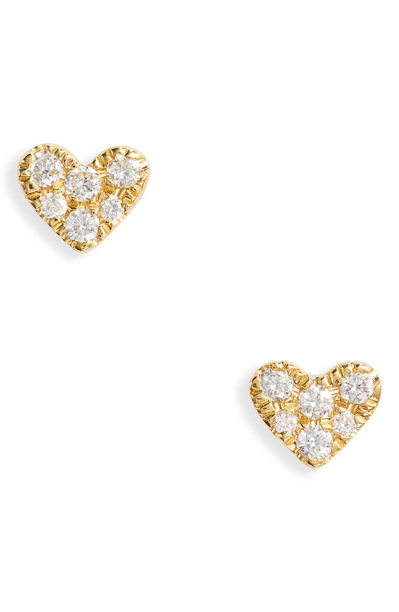 Bony Levy Simple Obession Pavé Diamond Heart Stud Earrings, Main, color, 