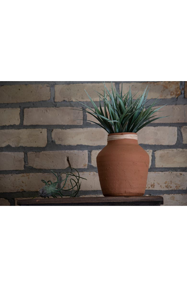 Foreside Home and Garden Natural Handthrown Terracotta & Rattan Accents Decorative Home Vase, Alternate, color, Brown