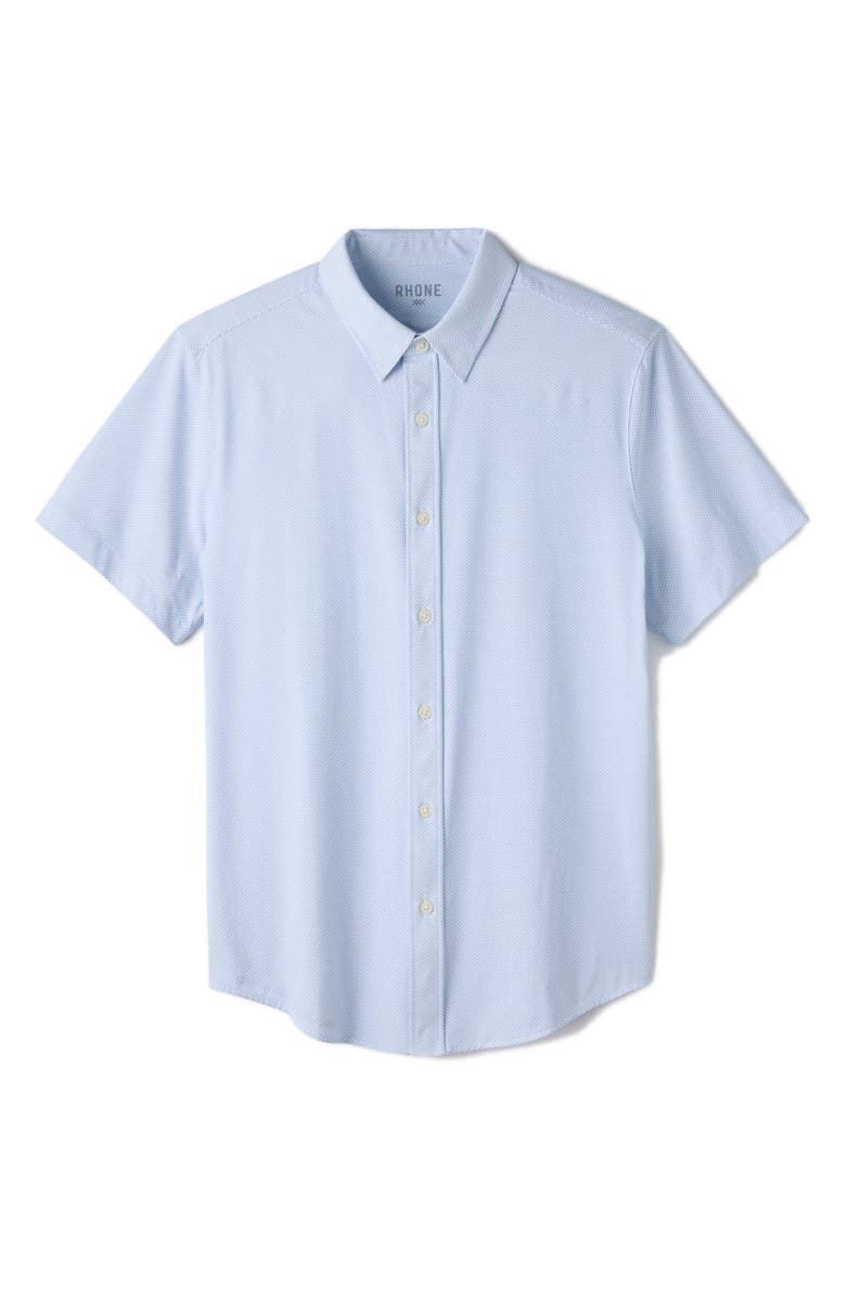 Rhone Commuter Slim Fit Short Sleeve Button-Up Shirt, Alternate, color, Light Blue Wave Geo