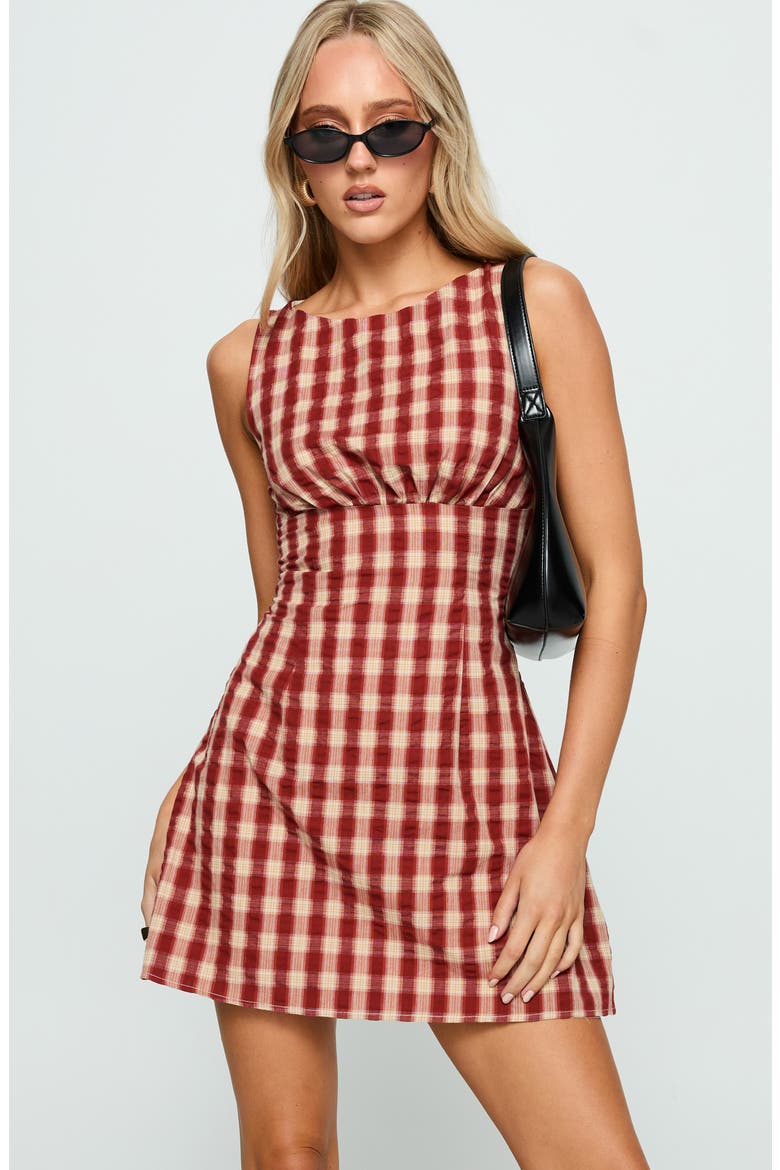 Sweet Somethings Check Minidress, Alternate, color, RED CHECK
