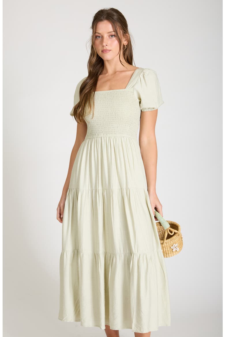 Smocked Bodice Maxi Dress, Alternate, color, SAGE