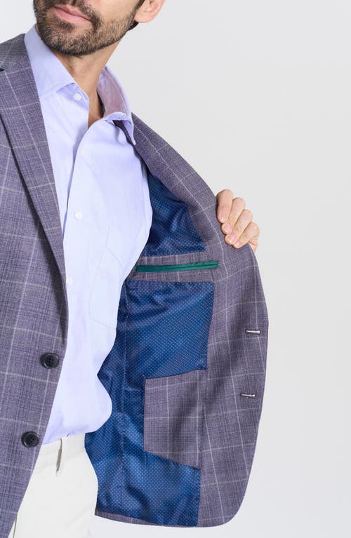 Cricketeer Grey Plaid Wool Blend Blazer In Lavender