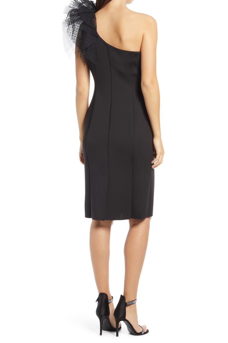 One-Shoulder Scuba Dress, Alternate, color, BLACK