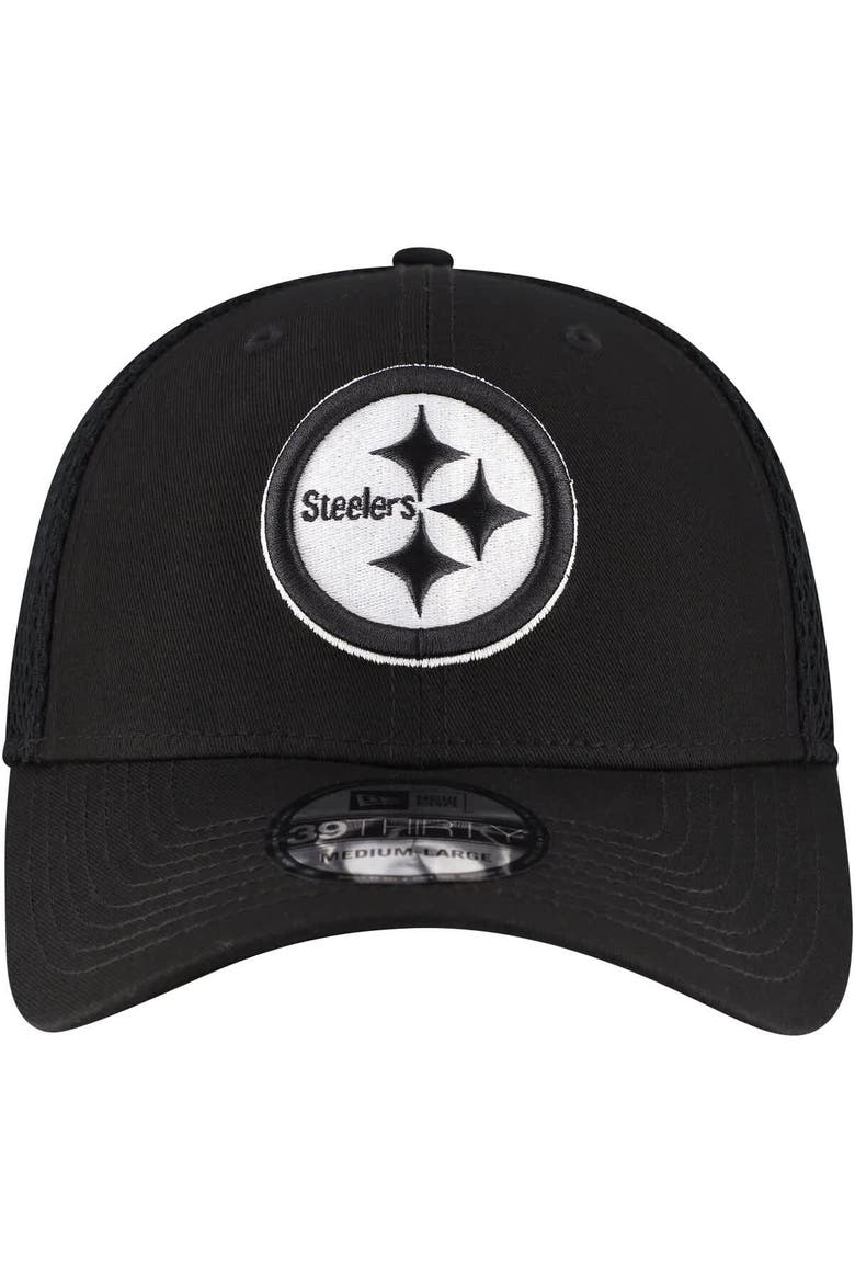 Men's New Era Black Pittsburgh Steelers Main Neo 39THIRTY Flex Hat, Alternate, color, Black