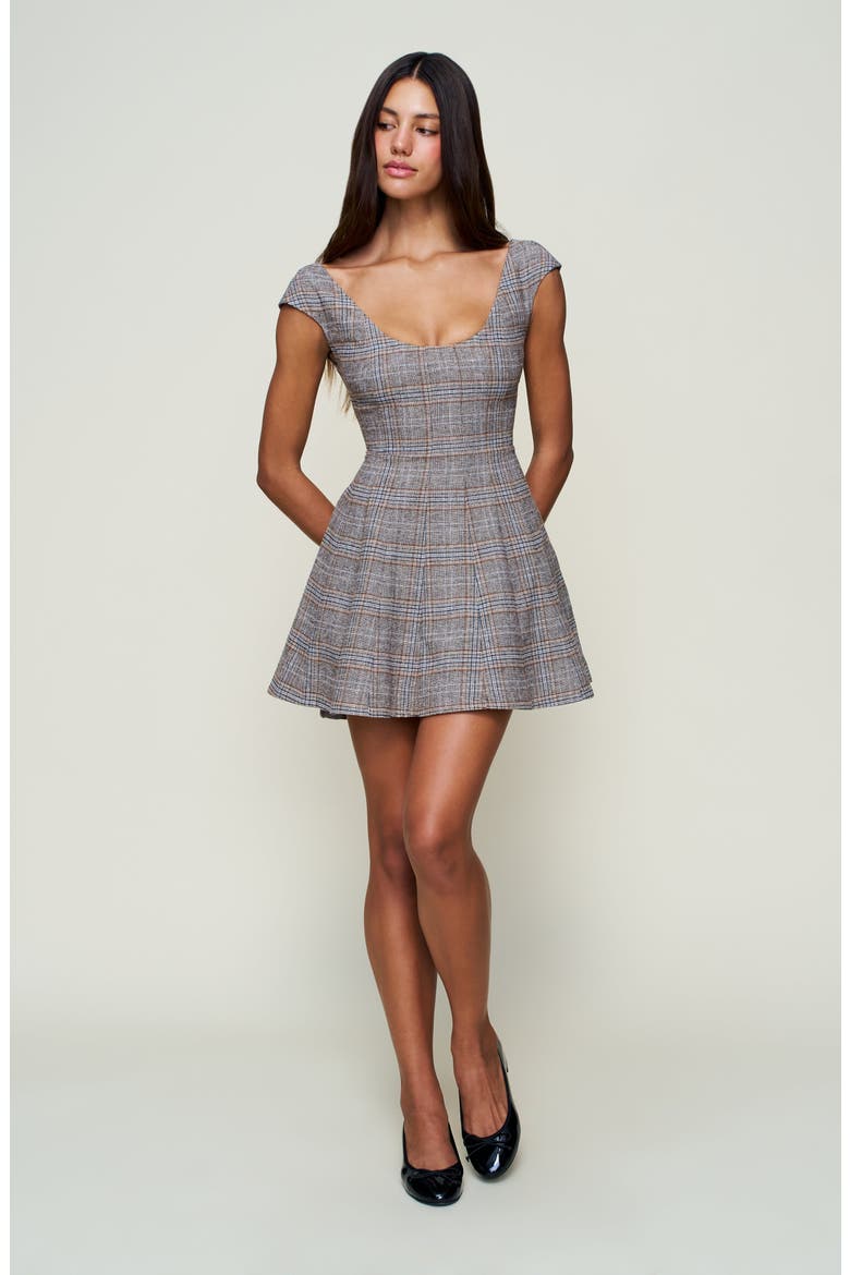 Leila Tartan Mini Dress, Alternate, color, Green Tartan