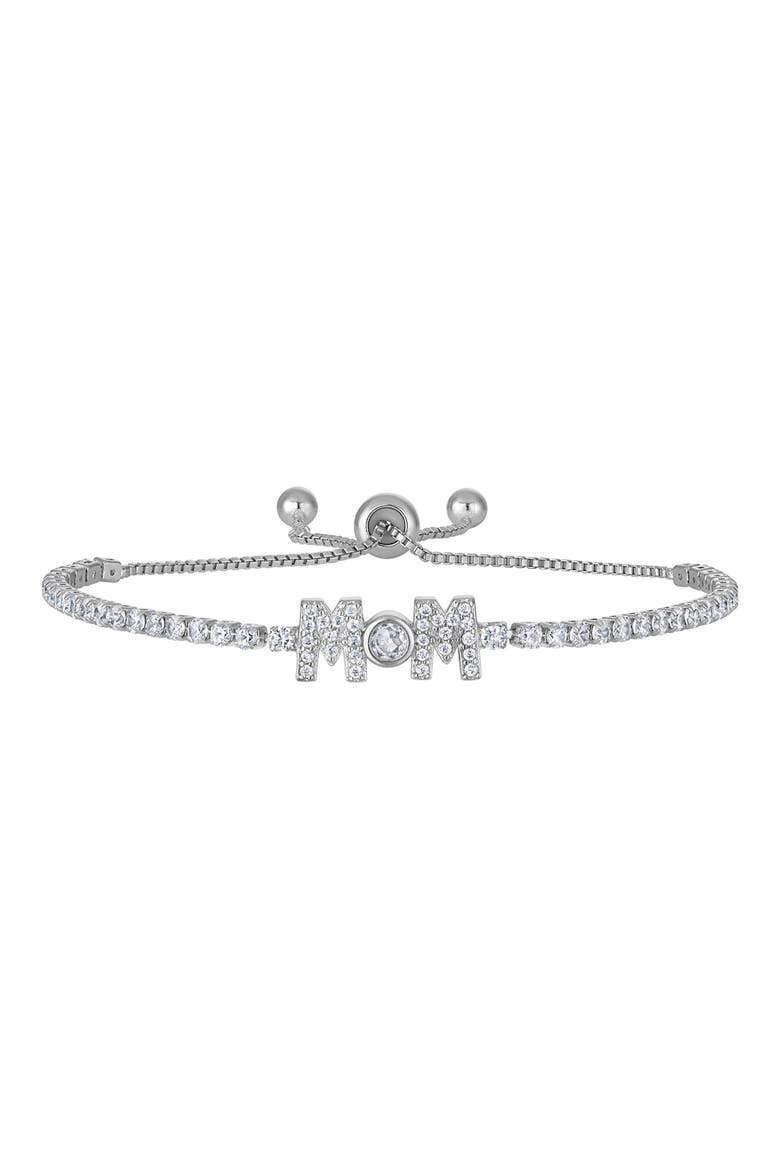 Mom Cubic Zirconia Slider Bracelet, Main, color, WHITE