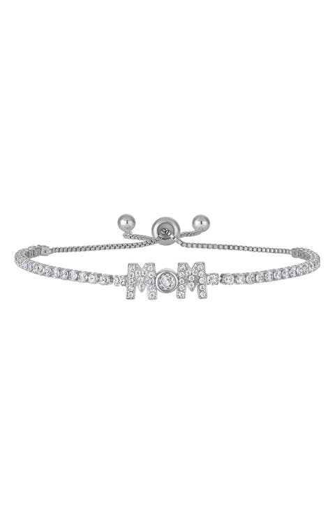 Mom Cubic Zirconia Slider Bracelet