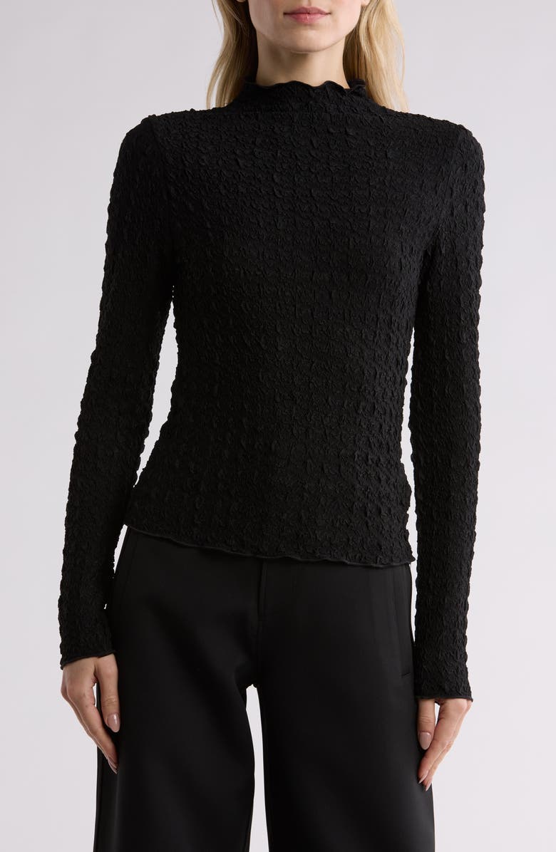 JASON WU Funnel Neck Long Sleeve Textured Top, Main, color,