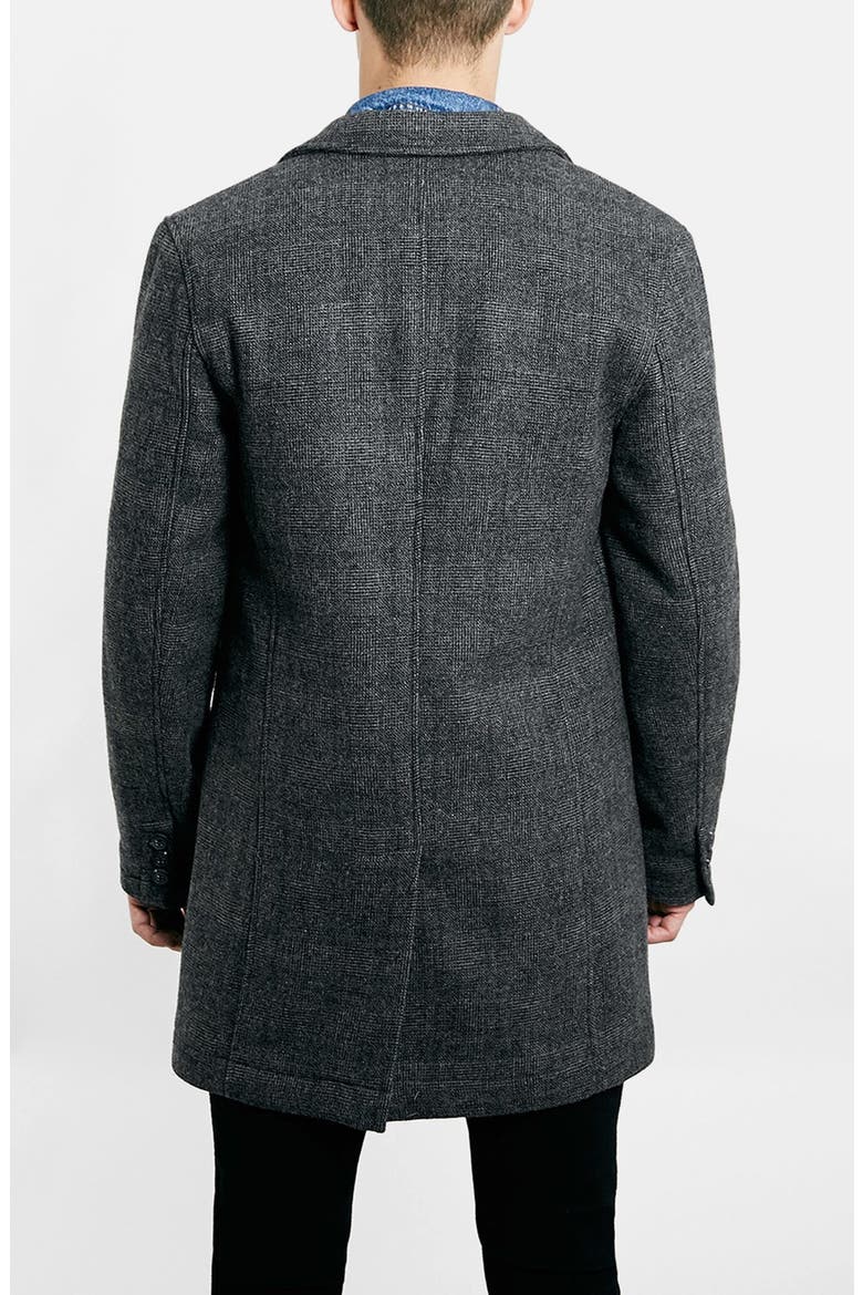 Glen Plaid Wool Blend Car Coat, Alternate, color, LIGHT GREY
