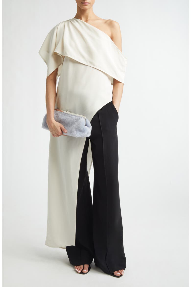 Haya Asymmetric One-Shoulder Cady Top, Alternate, color, ECRU