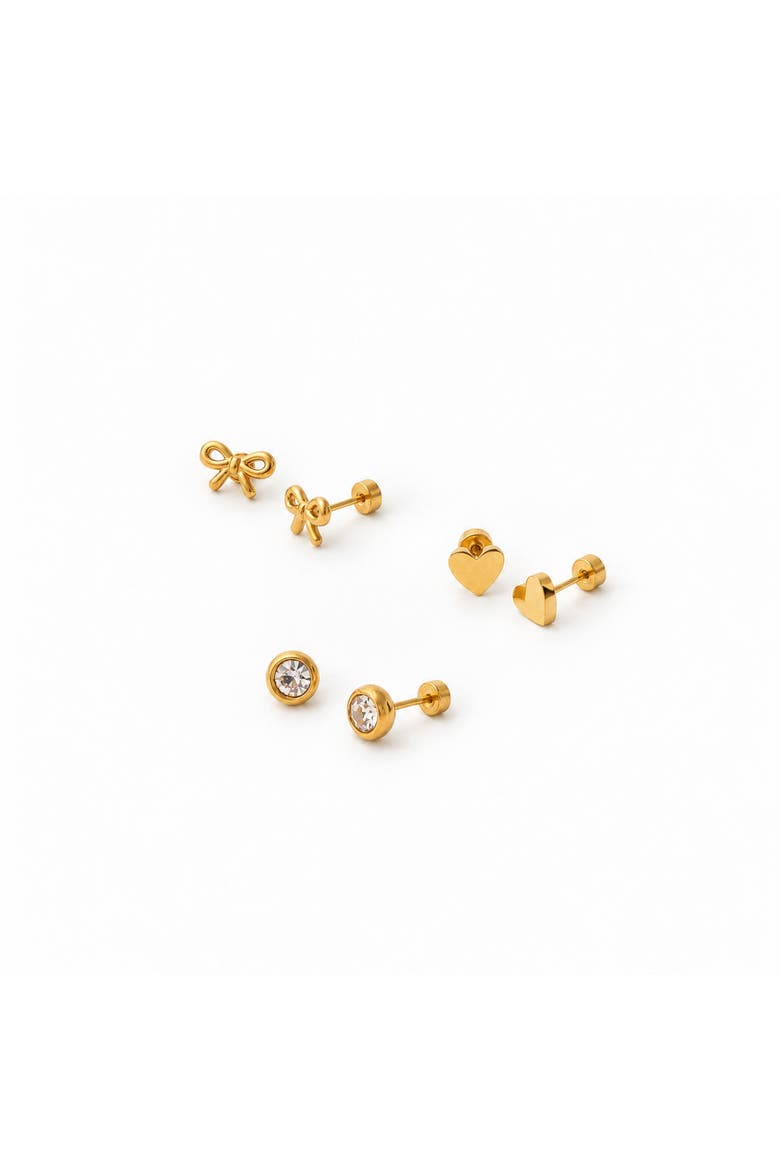 Classic Long Post Stud Earrings Set, Main, color, Gold
