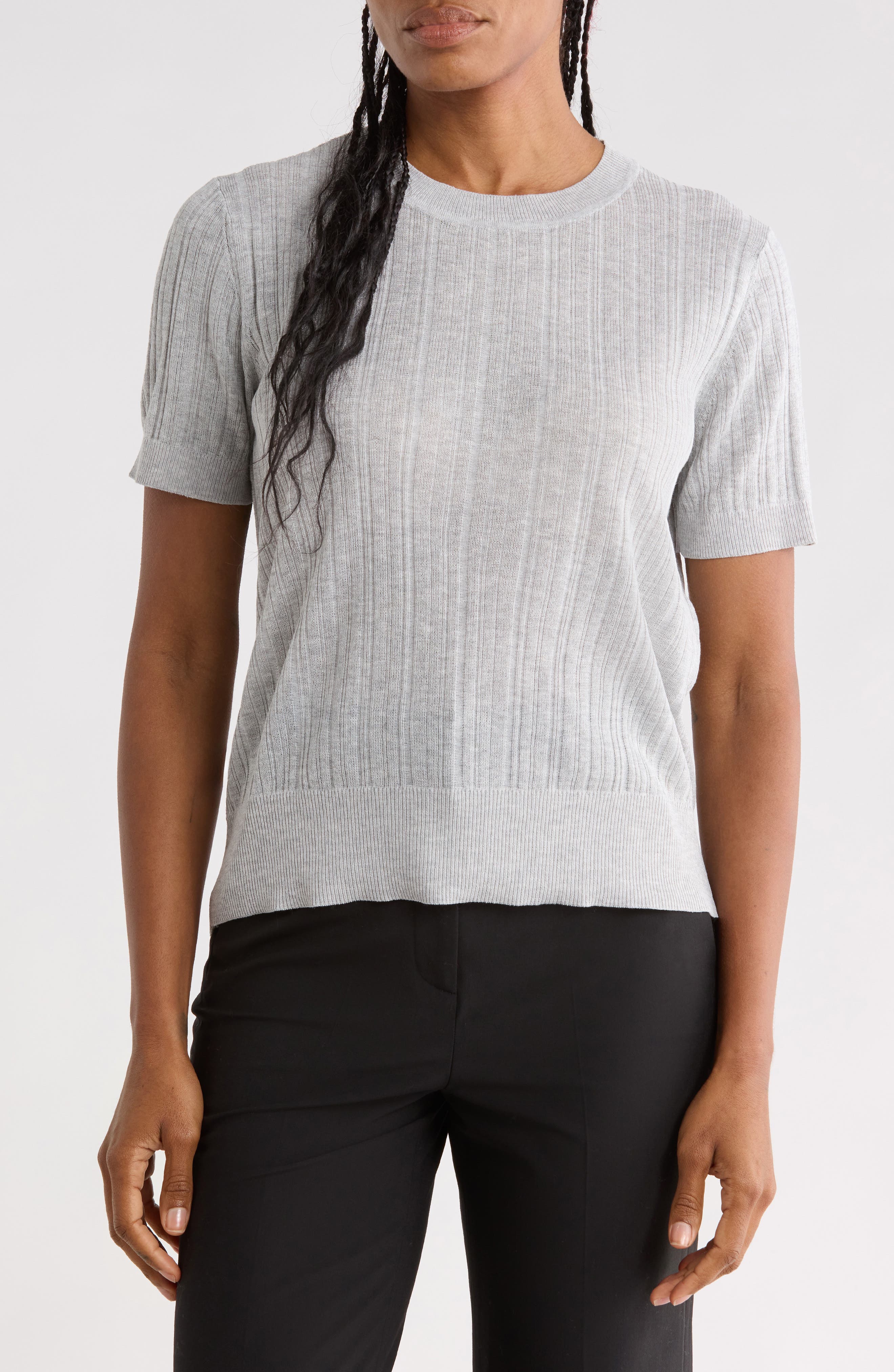 Variegated Rib Crewneck Sweater