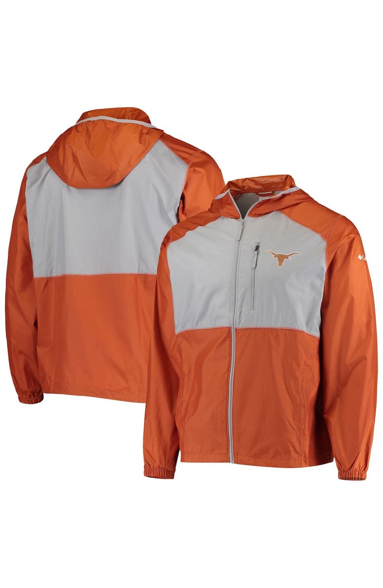 Columbia Men's Columbia Texas Orange/Gray Texas Longhorns Flash Forward Hoodie Full-Zip Windbreaker Jacket, Alternate, color,
