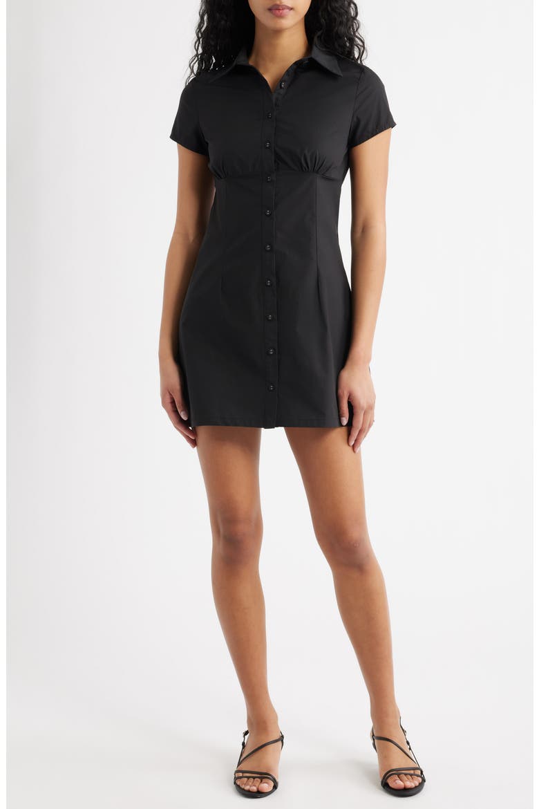 Motley Mini Shirtdress, Main, color, BLACK