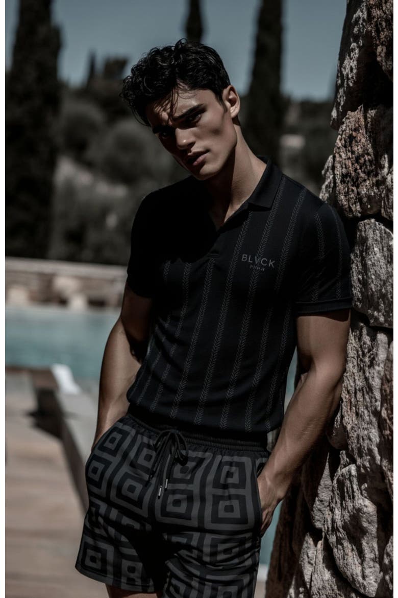 Pattern Swim Short, Alternate, color, Black