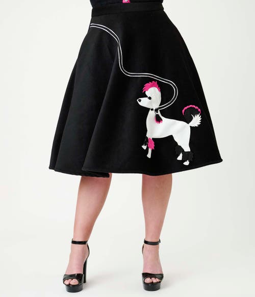 Unique Vintage Plus Size High Waist Soda Shop Swing Skirt In Black