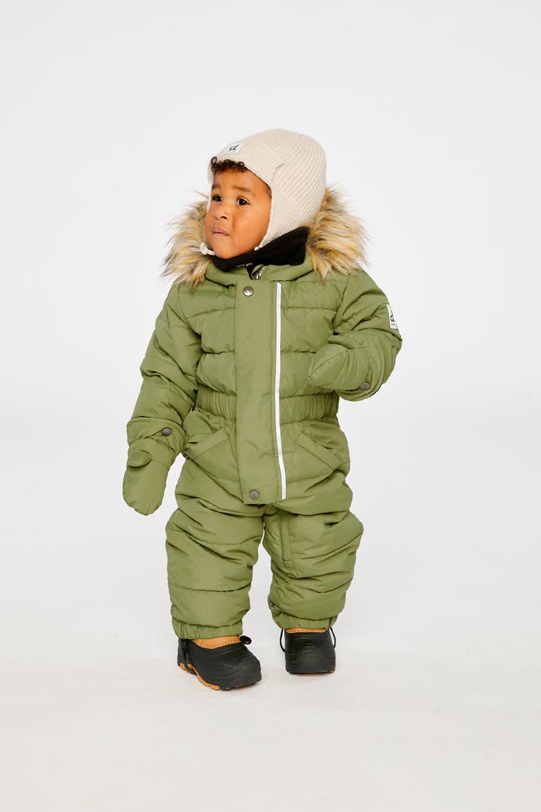 Waterproof Fleece-Lined One Piece Snowsuit, Alternate, color, Olive Green