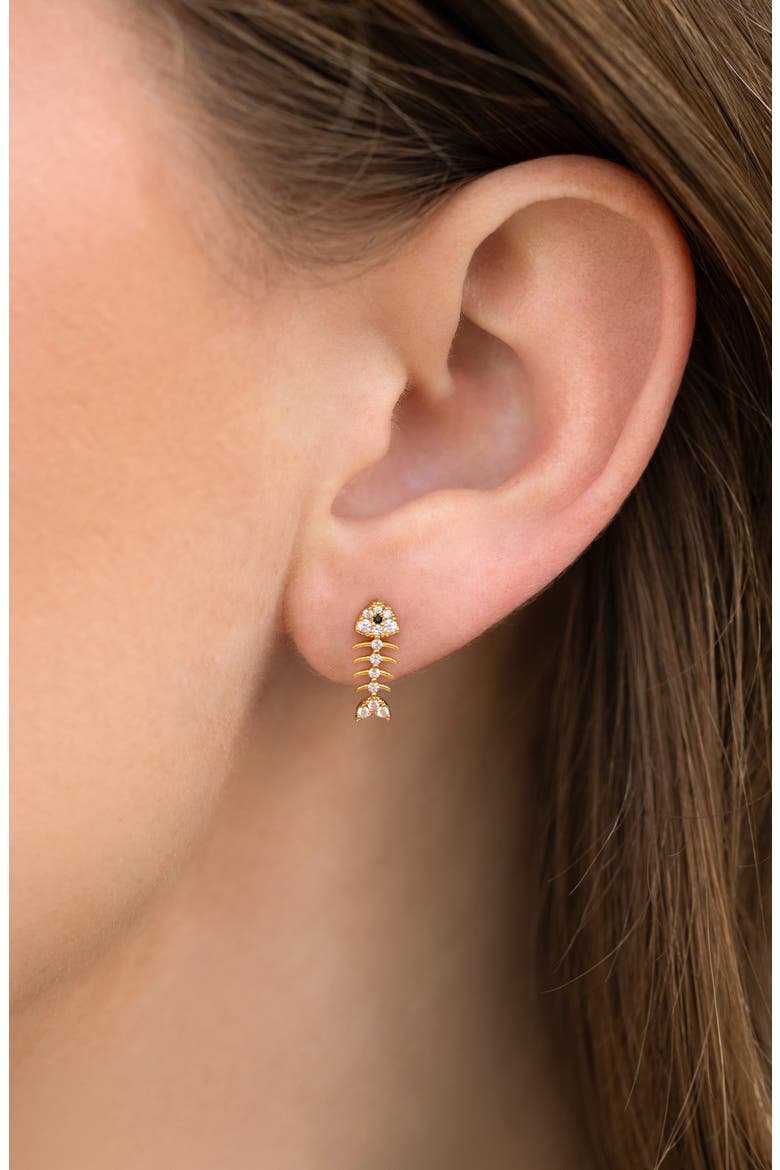 Bone to Pick Stud Earrings, Alternate, color, GOLD