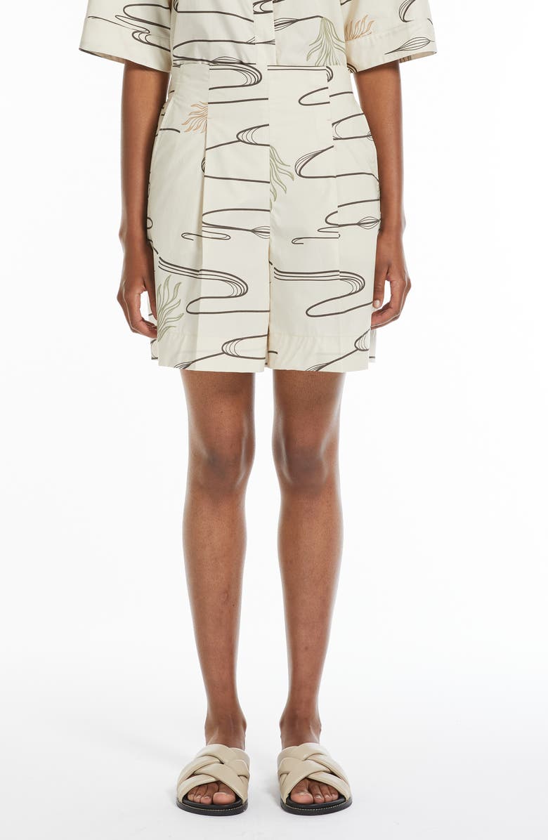 MM by Max Mara Agito Abstract Print Cotton Shorts, Main, color, Sand