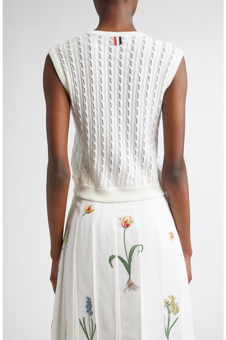 Sheer Baby Cable Sleeveless Sweater, Alternate, color, WHITE