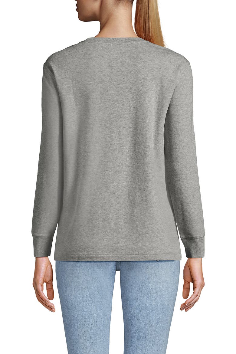 Long Sleeve Cotton Interlock Crew T-Shirt, Alternate, color, Gray Heather