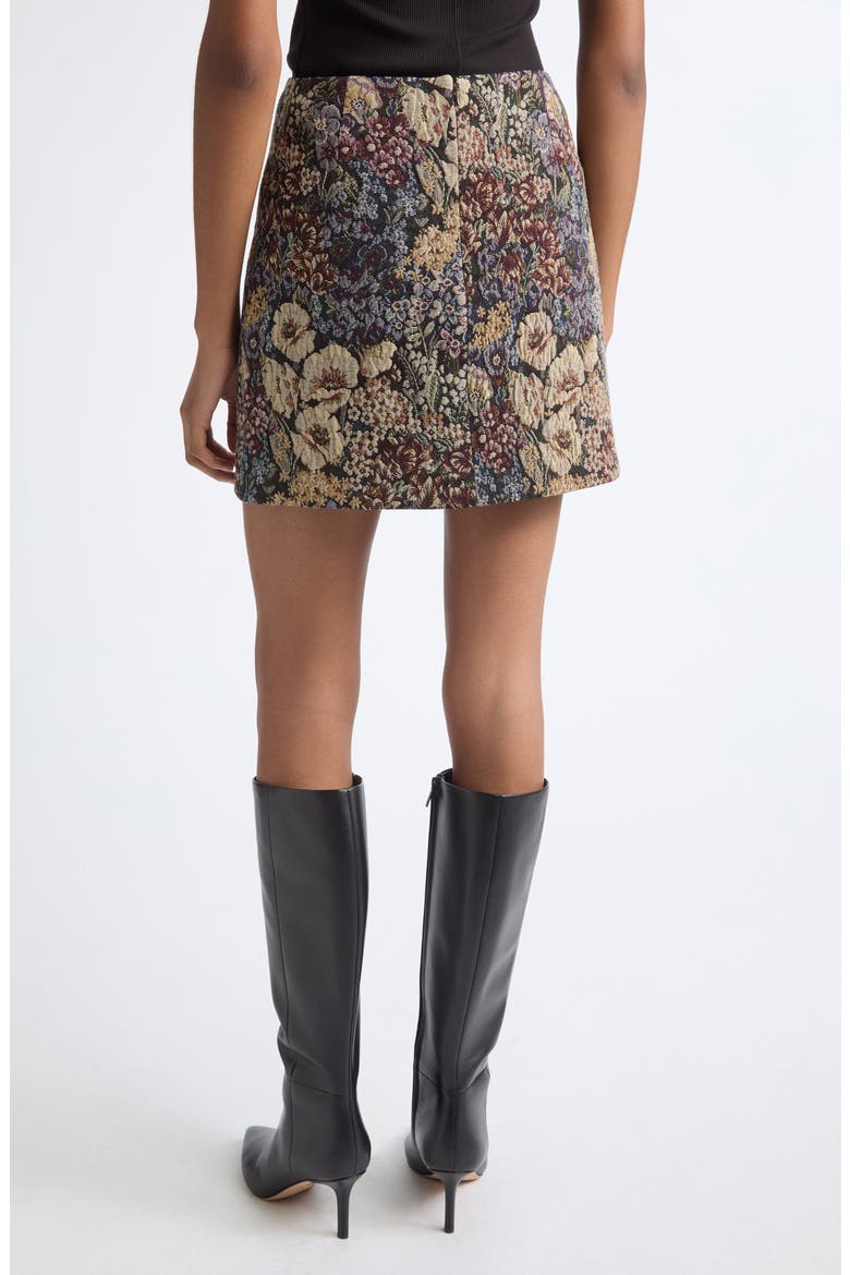 Ohemia Floral Silk Blend Miniskirt, Alternate, color, DARK EGGPLANT MULTI